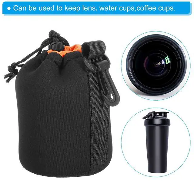Alt view image 6 of 7 - 3.3" x 5.5" Neoprene Lens Pouch - DSLR Camera Lens Case, Water Resistant, Black/Orange