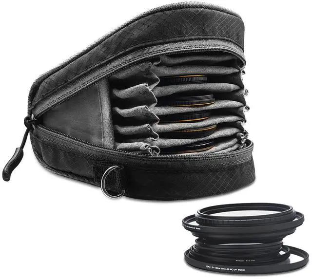 Main image of Camera Filter Bag - Detachable 8-Slot Lens Carry Case with Belt Loop Pouch - Water-Resistant & Dustproof Design for 37mm-95mm Filters