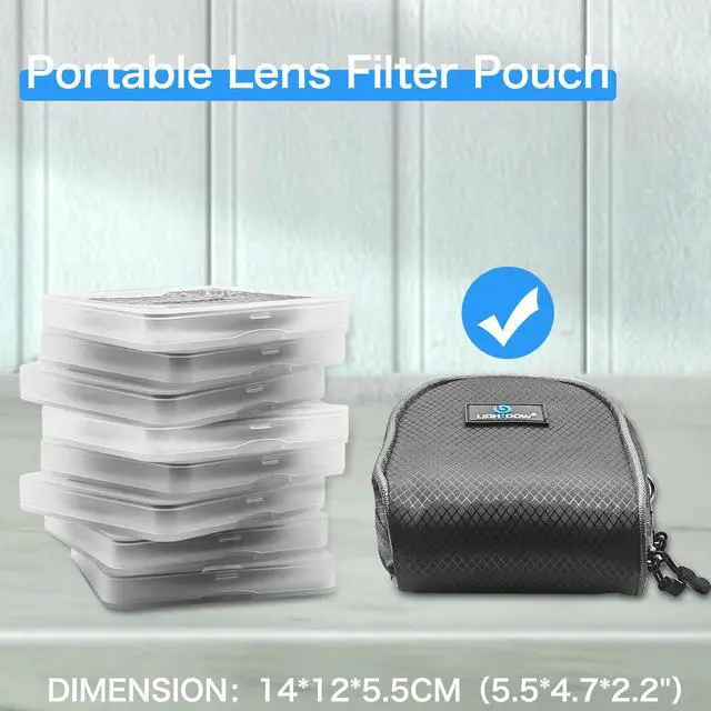 Alt view image 2 of 7 - Camera Filter Bag - Detachable 8-Slot Lens Carry Case with Belt Loop Pouch - Water-Resistant & Dustproof Design for 37mm-95mm Filters