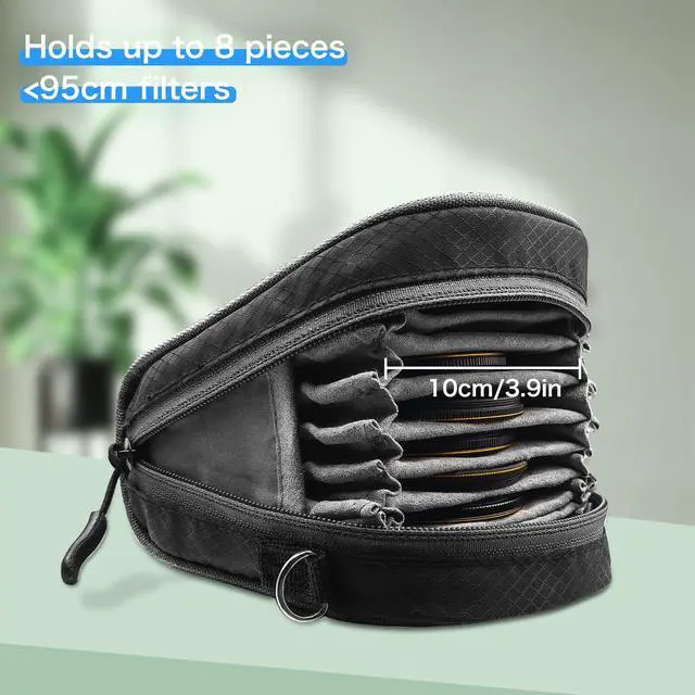 Alt view image 4 of 7 - Camera Filter Bag - Detachable 8-Slot Lens Carry Case with Belt Loop Pouch - Water-Resistant & Dustproof Design for 37mm-95mm Filters
