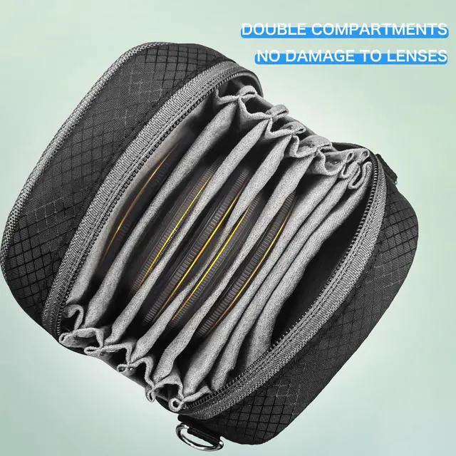 Alt view image 5 of 7 - Camera Filter Bag - Detachable 8-Slot Lens Carry Case with Belt Loop Pouch - Water-Resistant & Dustproof Design for 37mm-95mm Filters