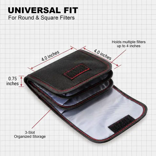 Alt view image 3 of 3 - Filter Case, 2 PCS 3, Pocket Camera Lens Filter Carry Case | Professional Photography Filter Holder Belt Bag, Pouch Water, Resistant and Dustproof Design for 25mm, 82mm Filters