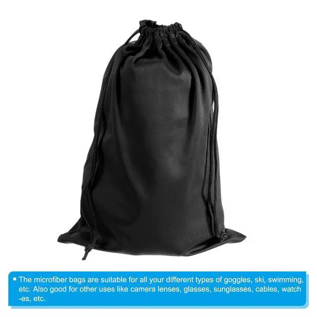 Alt view image 4 of 6 - Ski Goggle Bag, Microfiber Snow Goggles Case Cover Soft Storage Sleeve Drawstring Pouch for Sunglasses Glasses Eyeglasses Camera Lenses Black