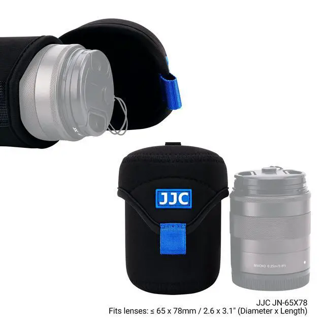 Alt view image 2 of 7 - Small Neoprene Camera Lens Pouch Case, Fits Lens up to 2.6 x 3.1inches | Water-Resistnat, Fold Over Closure, Compatible with Canon RF 50mm f/1.8, Sony FE 55mm f/1.8, Sigma 56mm f/1.4