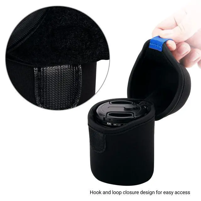 Alt view image 4 of 7 - Small Neoprene Camera Lens Pouch Case, Fits Lens up to 2.6 x 3.1inches | Water-Resistnat, Fold Over Closure, Compatible with Canon RF 50mm f/1.8, Sony FE 55mm f/1.8, Sigma 56mm f/1.4