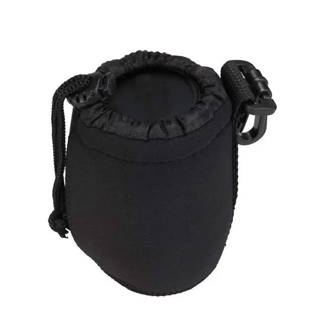 Alt view image 6 of 7 - Small Drawstring Lens Pouch Black Neoprene DSLR Camera Lens Bag | Compatible with Sony Olympus Panasonic