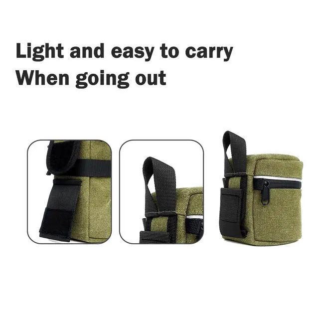 Alt view image 5 of 5 - Camera Lens Case Lens Bag Compatible (3.15" x 3.15"(Canvas, Green))