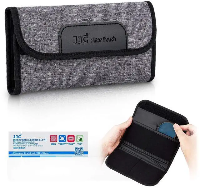 Main image of 4 Pockets Filter Case for Round Filter Up to 58mm (37mm 40.5mm 43mm 46mm 49mm 52mm 55mm 58mm), Foldout Lens Filter Pouch with Microfiber Cleaning Cloth, Professional Photography Filter Bag