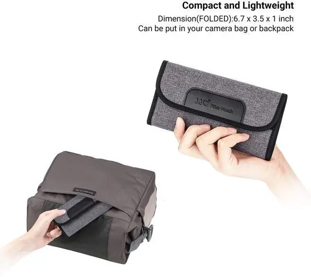 Alt view image 3 of 7 - 4 Pockets Filter Case for Round Filter Up to 58mm (37mm 40.5mm 43mm 46mm 49mm 52mm 55mm 58mm), Foldout Lens Filter Pouch with Microfiber Cleaning Cloth, Professional Photography Filter Bag