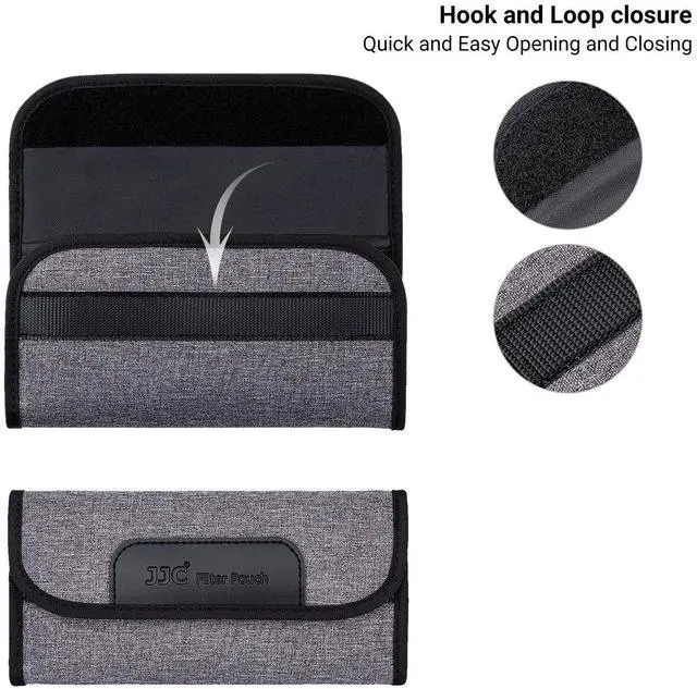 Alt view image 5 of 7 - 4 Pockets Filter Case for Round Filter Up to 58mm (37mm 40.5mm 43mm 46mm 49mm 52mm 55mm 58mm), Foldout Lens Filter Pouch with Microfiber Cleaning Cloth, Professional Photography Filter Bag