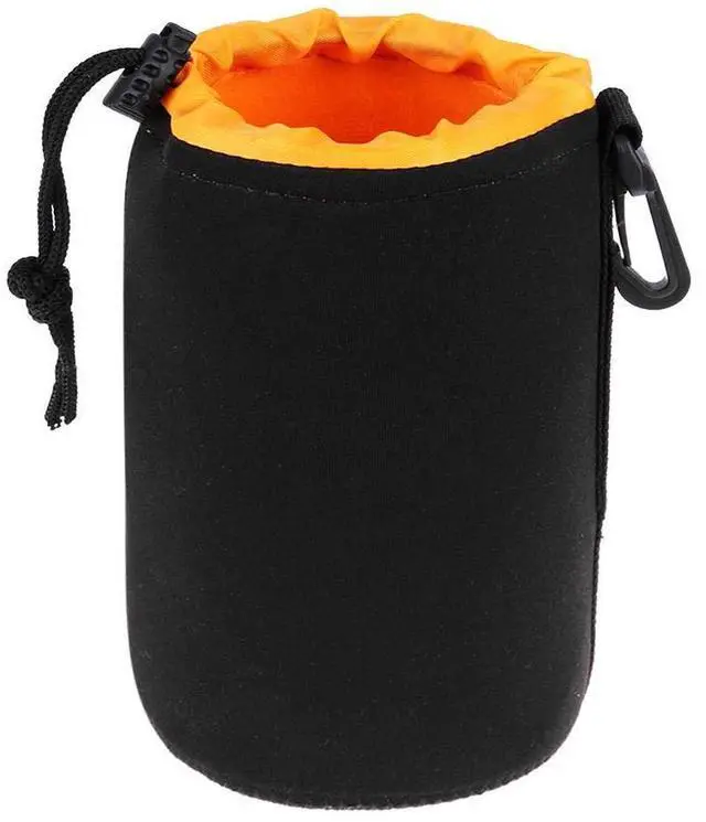 Main image of Large Camera Lens Pouch, Thick Protective Neoprene Bag Storage Cover Case with Drawstring Design, Soft Plush Interior, Compatible for Canon, for Nikon, for Sony DSLR Lenses (L Size)