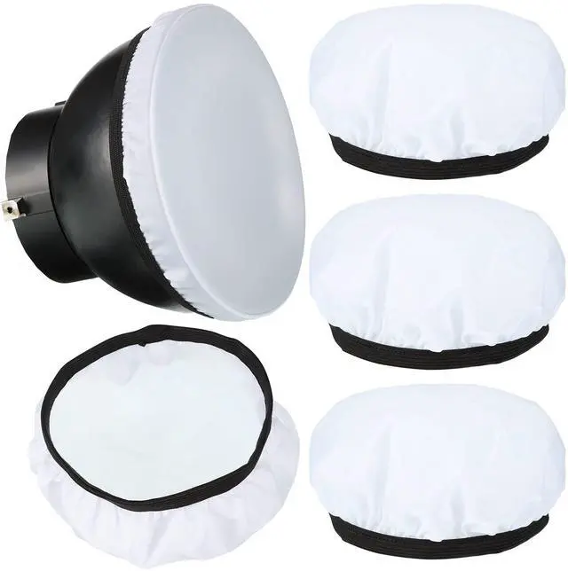 Main image of 4 Pcs 7"/18cm Light Diffuser Sock Soft White Cloth Diffuser Lamp Cover Lampshade Reflector, Fit for 5.5" to 7" Studio Strobe Reflectors Video Shooting Ring Light Flash Wedding Photography