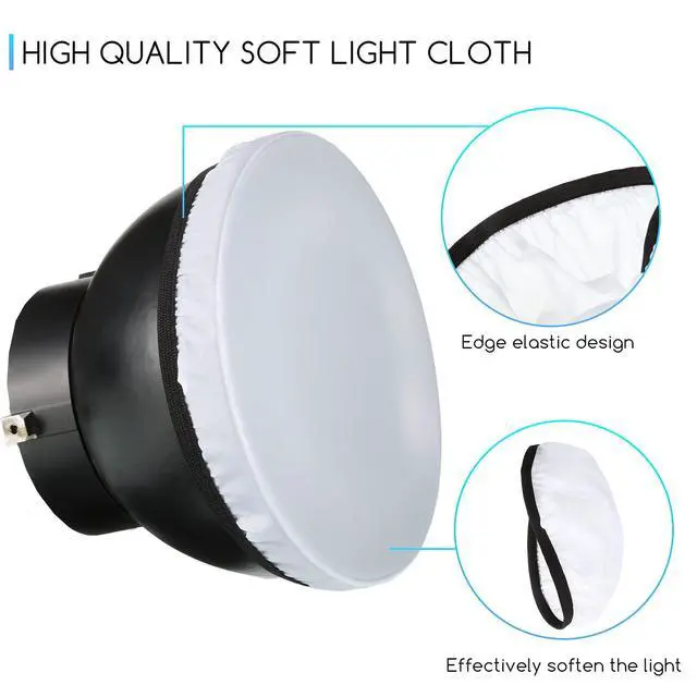 Alt view image 3 of 7 - 4 Pcs 7"/18cm Light Diffuser Sock Soft White Cloth Diffuser Lamp Cover Lampshade Reflector, Fit for 5.5" to 7" Studio Strobe Reflectors Video Shooting Ring Light Flash Wedding Photography