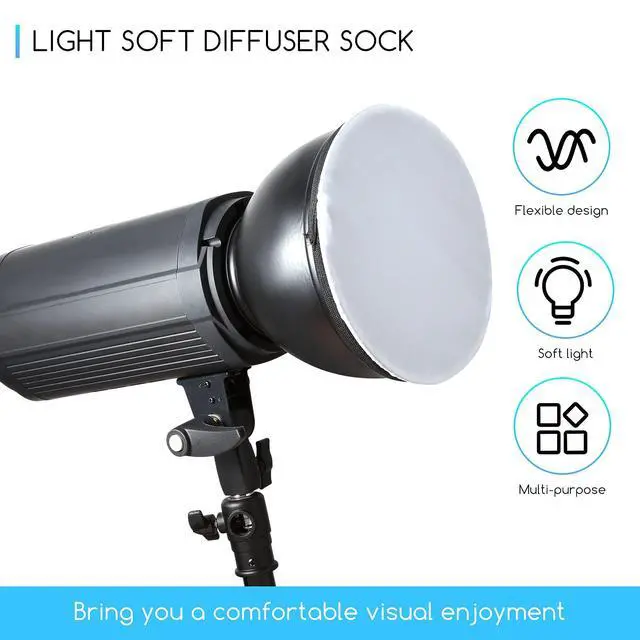 Alt view image 4 of 7 - 4 Pcs 7"/18cm Light Diffuser Sock Soft White Cloth Diffuser Lamp Cover Lampshade Reflector, Fit for 5.5" to 7" Studio Strobe Reflectors Video Shooting Ring Light Flash Wedding Photography