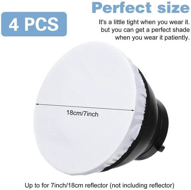 Alt view image 2 of 7 - 4 Pcs 7 Inch Light Diffuser, Soft White Cloth Lamp Cover | Lamp Shade Diffuser for 5.5 To 7 Inch Studio Strobe Reflectors, Ring Light, Flash, Wedding Photography, Video Shooting
