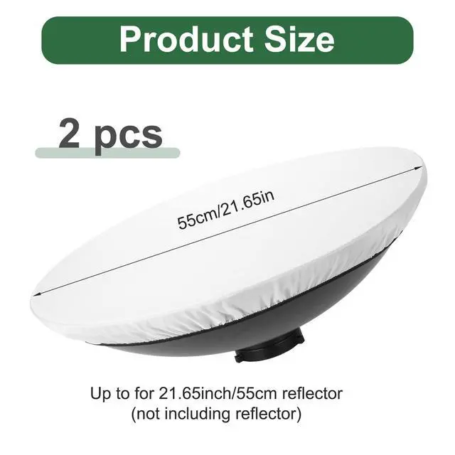 Alt view image 2 of 7 - 22 Inch/55 cm Beauty Dish Diffuser Sock, Soft White Lamp Shade Diffuser, Light Diffusers Cover for Studio Strobe Reflectors Ring Light Flash Standard Reflector Video Shooting(2 Pcs)