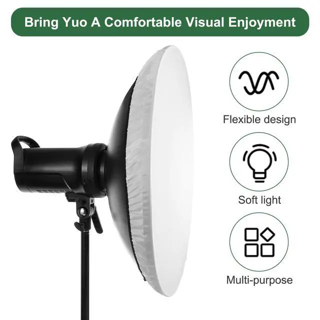 Alt view image 4 of 7 - 22 Inch/55 cm Beauty Dish Diffuser Sock, Soft White Lamp Shade Diffuser, Light Diffusers Cover for Studio Strobe Reflectors Ring Light Flash Standard Reflector Video Shooting(2 Pcs)
