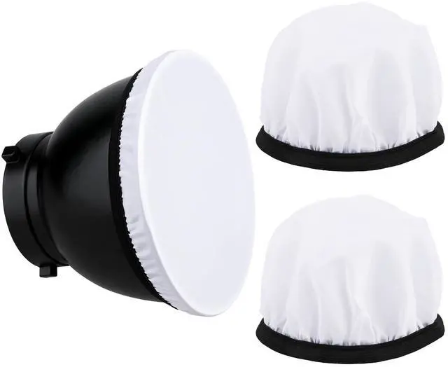Main image of 2Pcs Light Diffuser Sock, 7"/18cm Diffuser Lamp Cover White Soft Lampshade Reflector Lamp Sock for Studio Strobe Reflectors Ring Light Flash Light Standard Reflector