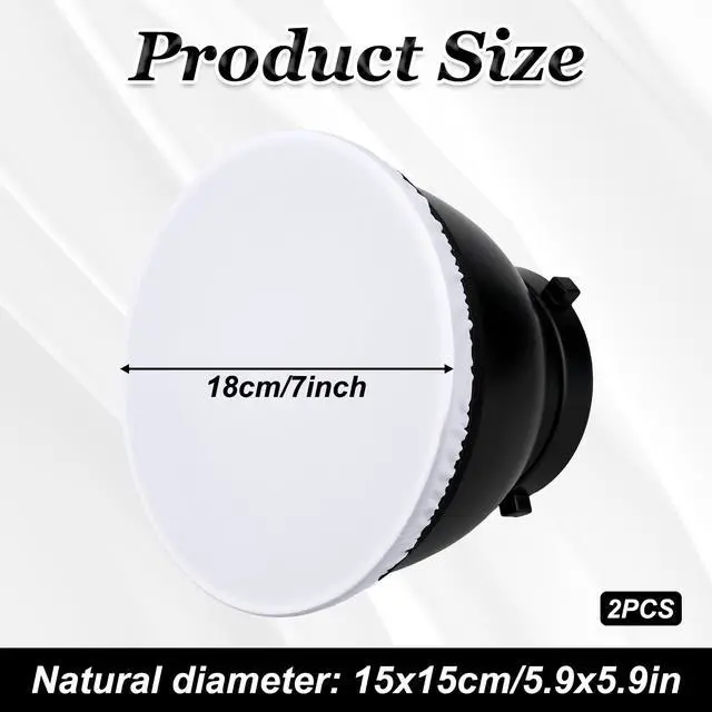 Alt view image 2 of 7 - 2Pcs Light Diffuser Sock, 7"/18cm Diffuser Lamp Cover White Soft Lampshade Reflector Lamp Sock for Studio Strobe Reflectors Ring Light Flash Light Standard Reflector