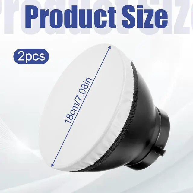 Alt view image 2 of 7 - 7"/18cm Light Diffuser, 2Pcs White Standard Cloth Diffuser Lamp Sock Soft Cover for Studio Strobe Reflectors Ring Lights Flash Lights Standard Reflector