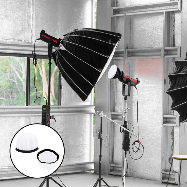 Alt view image 4 of 7 - 2Pcs Light Diffuser Sock, 7"/18cm Diffuser Lamp Cover White Soft Lampshade Reflector Lamp Sock for Studio Strobe Reflectors Ring Light Flash Light Standard Reflector