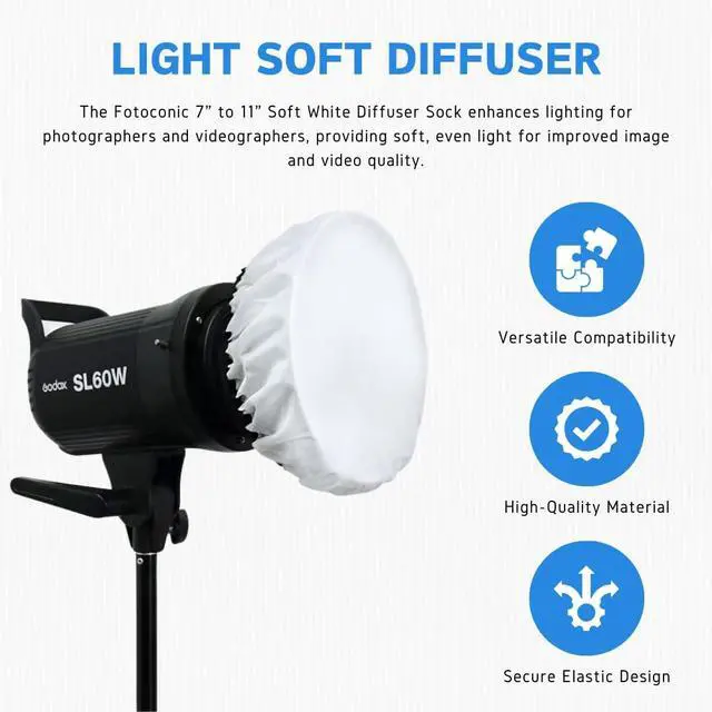 Alt view image 4 of 6 - 7" to 11" Soft White Diffuser Sock for Standard Reflector / 27cm Sparkler Reflectors