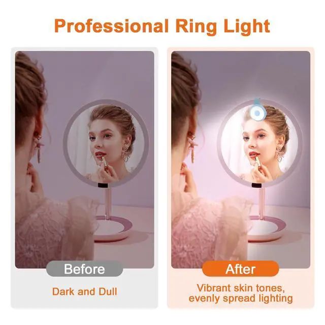 Alt view image 2 of 7 - Flashlight,36 LED Selfie Ring Light with Tripod Stand&Phone Holder 3 Light Modes 10 Brightness Levels Hands Free USB Rechargeable Magnetic Light for iPhone/Android Night&Outdoor (Orange)