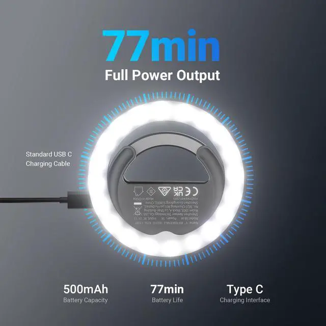 Alt view image 5 of 7 - Entry Level Version 4" Phone Selfie Ring Light Compatible with iPhone, 5W Bi Color Rechargeable Clip Lighting with 500mAh/CRI85 for Video Recording Makeup Laptop Webcam Video Conference, BR40