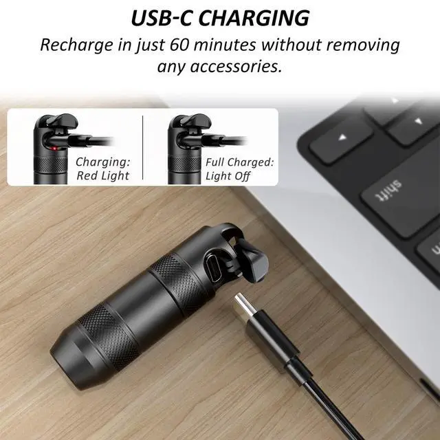 Alt view image 6 of 7 - EDC Rechargeable Keychain Flashlight, 100 Lumens Compact Magnetic Base (1Black, 1Pack)