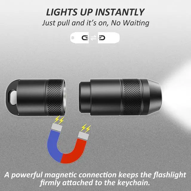 Alt view image 4 of 7 - EDC Rechargeable Keychain Flashlight, 100 Lumens Compact Magnetic Base (1Black, 1Pack)