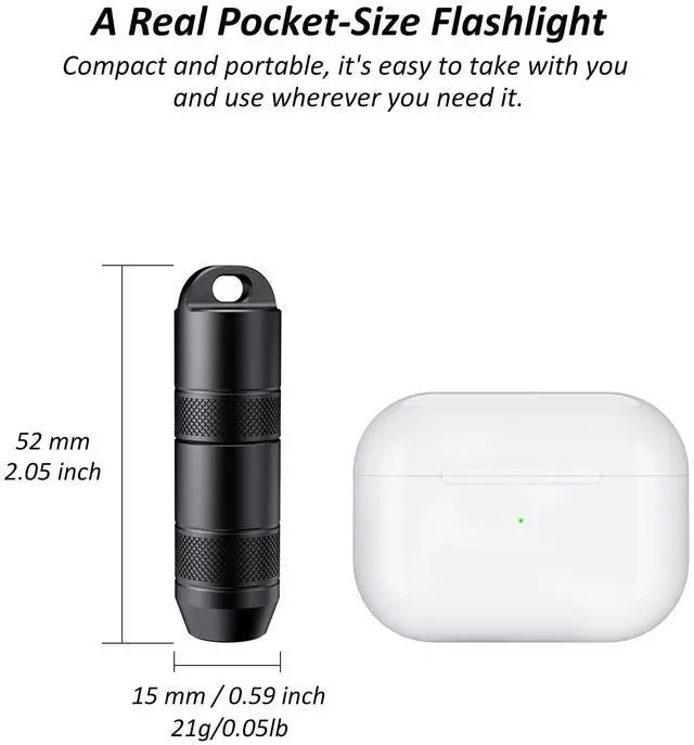 Alt view image 7 of 7 - EDC Rechargeable Keychain Flashlight, 100 Lumens Compact Magnetic Base (1Black, 1Pack)
