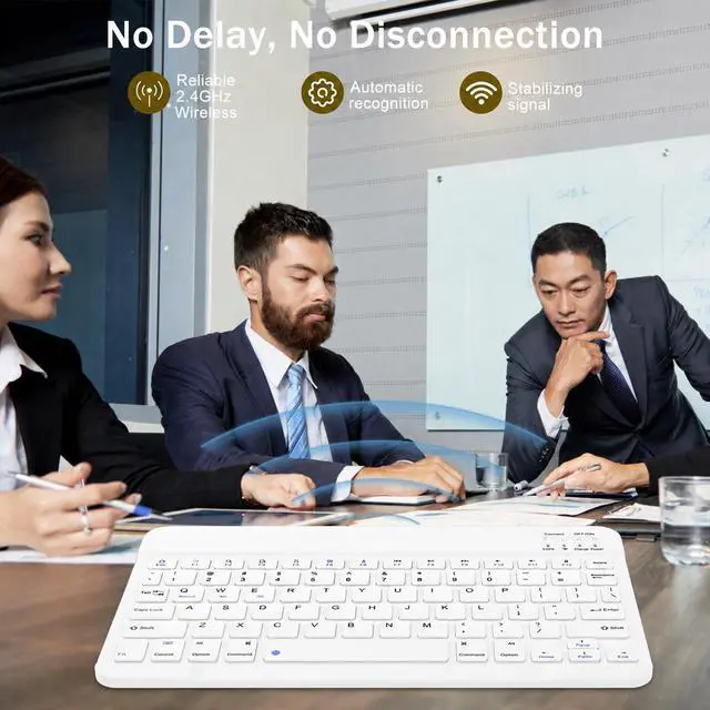 Alt view image 4 of 7 - Rechargeable Bluetooth Keyboard and Mouse Combo, Universal Ultra-Slim Wireless Keyboard Mouse Set for Android Windows iPad iPhone Samsung Tablet Portable Compact Keyboard Set (White)