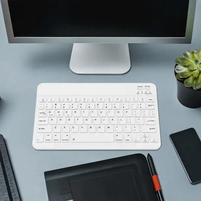 Alt view image 7 of 7 - Rechargeable Bluetooth Keyboard and Mouse Combo, Universal Ultra-Slim Wireless Keyboard Mouse Set for Android Windows iPad iPhone Samsung Tablet Portable Compact Keyboard Set (White)
