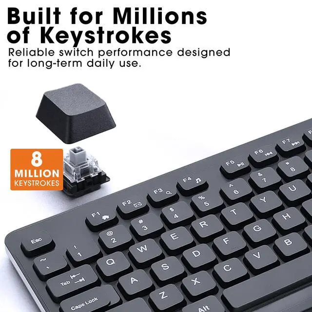 Alt view image 4 of 7 - Wired Keyboard Enhanced II, 104-Key USB-A, Spill-Resistant | Black office input device with number pad, 12 hotkeys, LED lock lights and nonslip rubber feet for daily typing