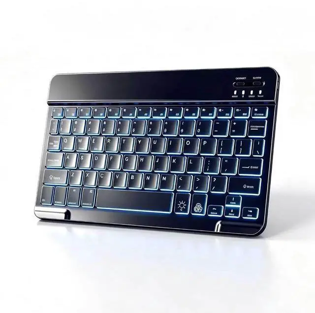 Main image of Mini Bluetooth Keyboard, Small Portable Wireless Rechargeable Keyboard with 7-Color RGB Backlit for iPad iPhone Android Samsung Tablet Smartphone (Black)