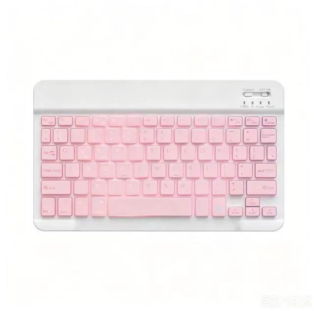 Main image of Mini Bluetooth Keyboard, Small Portable Wireless Rechargeable Keyboard with 7-Color RGB Backlit for iPad iPhone Android Samsung Tablet Smartphone((Pink)