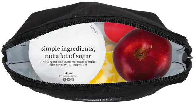 Alt view image 5 of 5 - Freezable Snack Bag, Black | Built-in ice packs, EcoFreeze+ Technology, Fresh snacks to go, Mini cooler, Small lunches, Foldable, Reusable, Zip closure