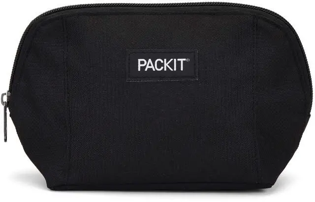 Main image of Freezable Snack Bag, Black | Built-in ice packs, EcoFreeze+ Technology, Fresh snacks to go, Mini cooler, Small lunches, Foldable, Reusable, Zip closure