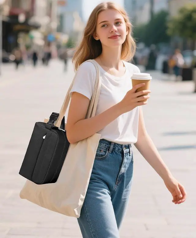 Alt view image 6 of 7 - Small Insulated Lunch Bag: Reusable Small Lunch Box, Mini Soft Cooler Bag | Collapsible Insulated Snack Bag, Snap-Buckle Carry Handle, 3L/5-Can Lunch Cooler for School, Work and Travel