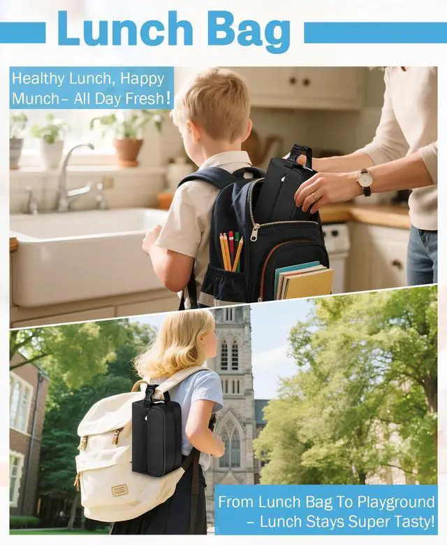 Alt view image 7 of 7 - Small Insulated Lunch Bag: Reusable Small Lunch Box, Mini Soft Cooler Bag | Collapsible Insulated Snack Bag, Snap-Buckle Carry Handle, 3L/5-Can Lunch Cooler for School, Work and Travel