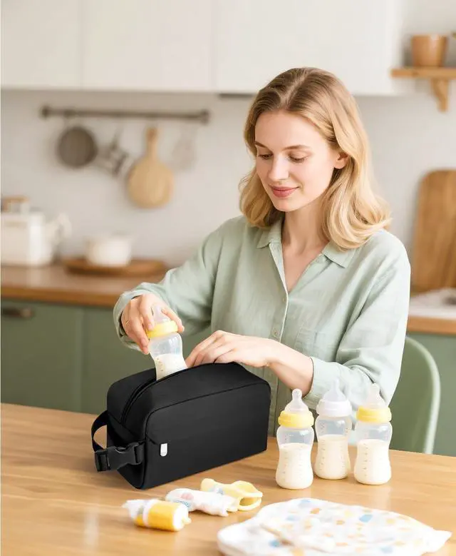 Alt view image 5 of 7 - Small Insulated Lunch Bag: Reusable Small Lunch Box, Mini Soft Cooler Bag | Collapsible Insulated Snack Bag, Snap-Buckle Carry Handle, 3L/5-Can Lunch Cooler for School, Work and Travel