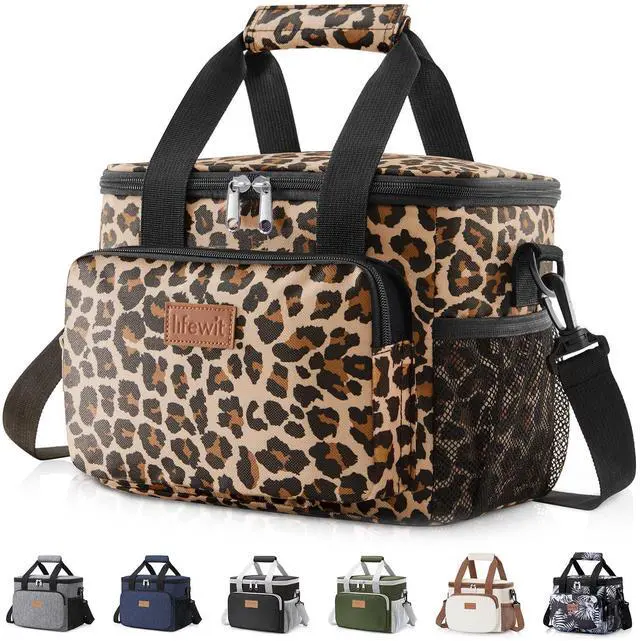 Main image of Medium Lunch Bag, Insulated Lunch Box, Soft Cooler Cooling Tote for Adult Men Women, Leopard 12-Can (9L)
