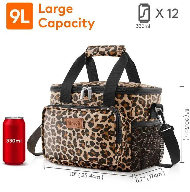 Alt view image 4 of 7 - Medium Lunch Bag, Insulated Lunch Box, Soft Cooler Cooling Tote for Adult Men Women, Leopard 12-Can (9L)