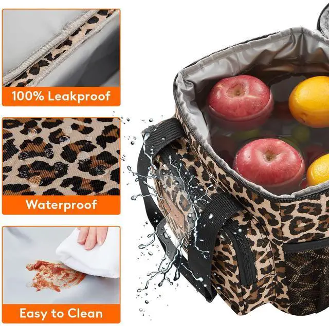 Alt view image 5 of 7 - Medium Lunch Bag, Insulated Lunch Box, Soft Cooler Cooling Tote for Adult Men Women, Leopard 12-Can (9L)