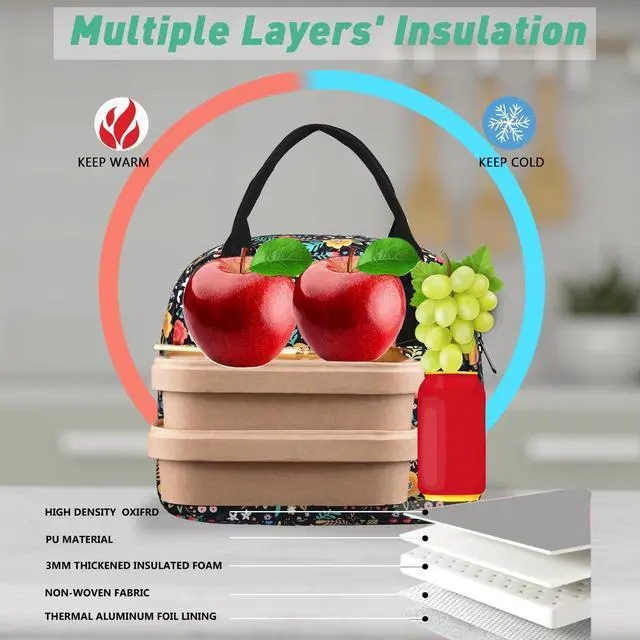 Alt view image 4 of 6 - Lunch Bag,Lunch Box for Women Men,Reusable Insulated Lunch Tote,Small Leakproof Cute Lunch Cooler with High Capacity for Work,Picnic,Camping