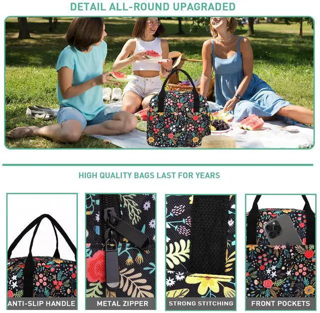 Alt view image 3 of 6 - Lunch Bag,Lunch Box for Women Men,Reusable Insulated Lunch Tote,Small Leakproof Cute Lunch Cooler with High Capacity for Work,Picnic,Camping