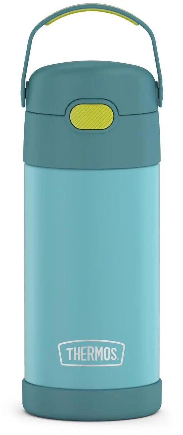 Main image of FUNTAINER Water Bottle with Straw, 12oz, Blue/Green | Kids Stainless Steel Insulated Water Bottle, Keeps Drinks Cold Longer for School & Play, BPA-Free