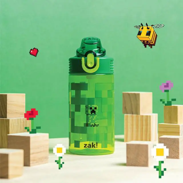 Alt view image 3 of 7 - Minecraft Creeper Sage 16oz Leak-Proof Straw Kids Water Bottle | BPA Free, Durable Plastic, Cupholder Friendly, Handle, Dishwasher Safe, Easy to Clean, Lid Lock, For School, Home, Travel