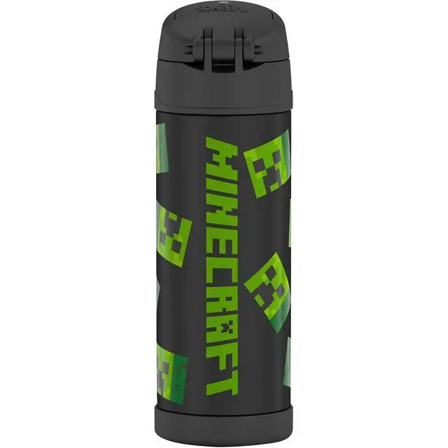 Alt view image 2 of 5 - FUNTAINER Water Bottle with Spout, 16oz, Minecraft | Kids Stainless Steel Insulated Water Bottle, Keeps Drinks Cold Longer for School & Play, BPA-Free