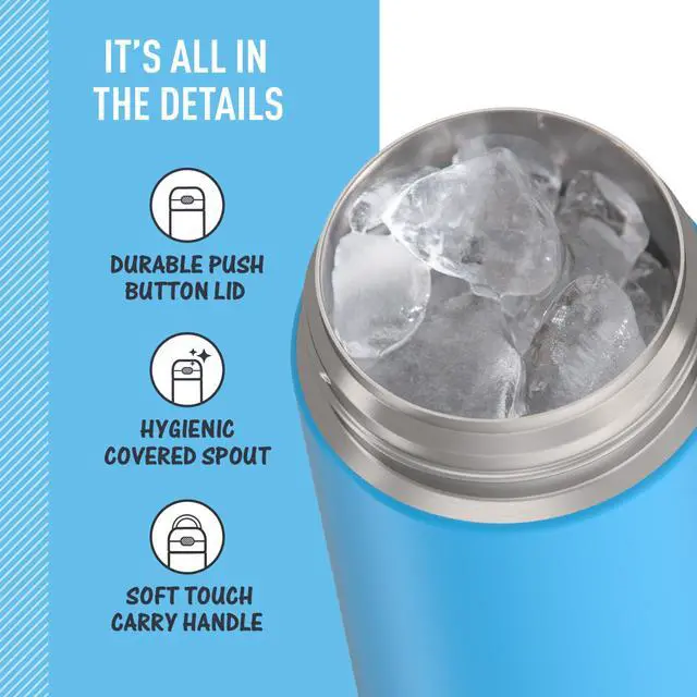 Alt view image 4 of 7 - FUNTAINER Water Bottle with Spout, 16oz, Electric Blue | Kids Stainless Steel Insulated Water Bottle, Keeps Drinks Cold Longer for School & Play, BPA-Free